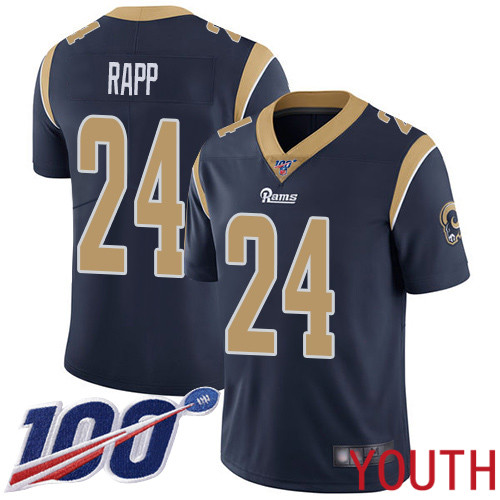 Los Angeles Rams Limited Navy Blue Youth Taylor Rapp Home Jersey NFL Football #24 100th Season Vapor Untouchable->women nfl jersey->Women Jersey